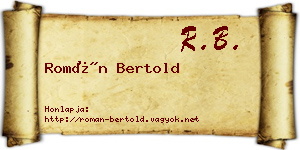 Román Bertold névjegykártya